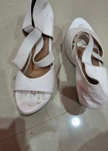Stylish White Wedge Sandals
