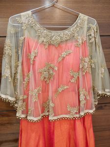 Elegant Orange &amp; Gold Designer Dress