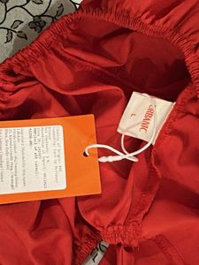 Red lace up Off-Shoulder Puff Sleeve Top