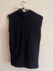 Sleek Black Mock Neck Sleeveless Top