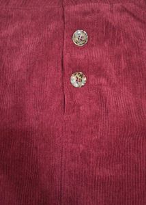 Ribbed Corduroy Mid-rise Burgundy Mini Skirt