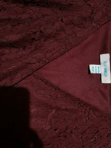 Wine Color Long Sleeves Short Dress For Women