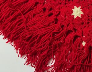 Beautiful Red N White Poncho For 2-4 Yrs