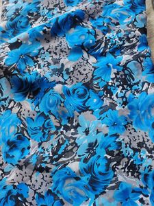 Vibrant Blue Floral Print Fabric