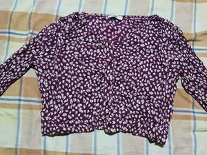 Animal Print Button-Down crop top