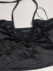 Satin Halter Neck Crop Top