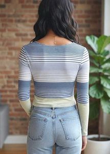 Striped Floral Long Sleeve Top