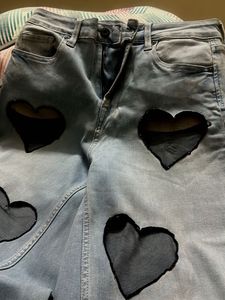 Unique Heart Cutout Flare Jeans