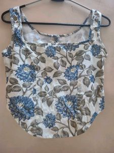 Cotton Floral Print Corset Top