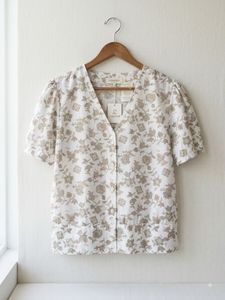 Floral V-Neck Button-Up Top