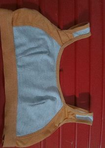 Comfortable Sports Bra - Light Blue & Orange