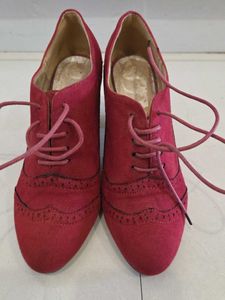 Women's Red Suede Boots with Heels