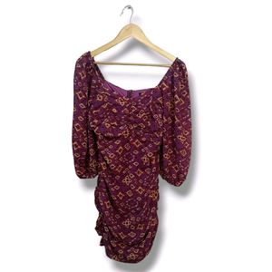 Tokyo Talkies Violet Ikkat Ruched Dress (Women's)