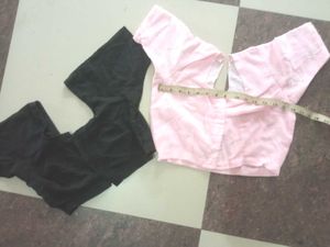 Two Blouses: Pink Embroidered &amp; Black