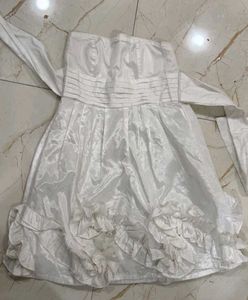 White tube ruffle detail Dress