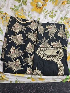 Elegant Black Printed Kurta Set