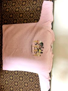 Pink Textured Graphic T-Shirt