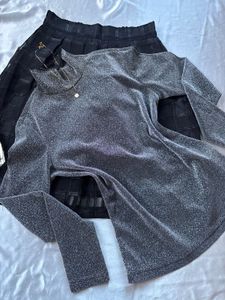 Sparkly Silver Turtleneck Top