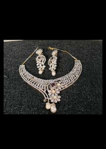 Stunning AD and Pearl Necklace Set