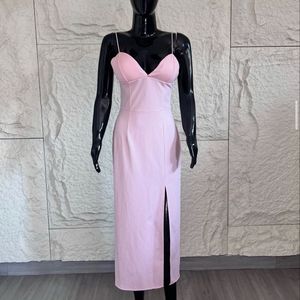 Baby Pink Slit Midi Dress 🫧💕