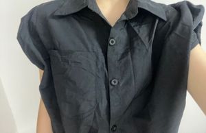 Sleeveless Collared Button-Up Top