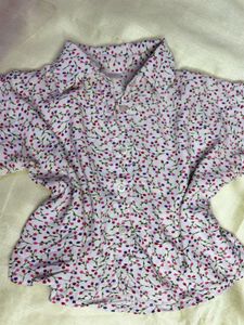 Cute Floral Print Button-Up Crop Shirt