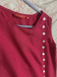 Hot Pink Button-Down Sleeveless Dress