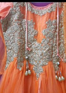 Stunning Orange Embellished Gown