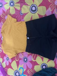 half priceMustard Yellow Ribbed and denim