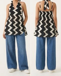 Black & White Zigzag Halter Top