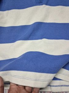 Blue &amp; White Striped Cropped Polo Shirt