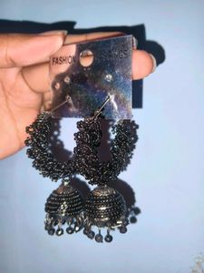 Elegant Black Jhumka Earrings