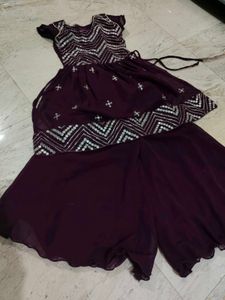 Girls' Festive Purple Sharara Suit