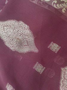 Elegant Purple Saree with Silver Motifs