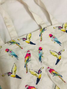 Imported Bird Print Tote Bag