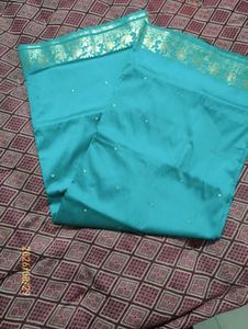 turquoise blue Banarasi silk saree