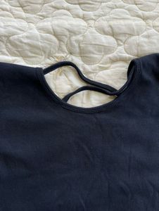 Black Cropped T-Shirt with Strappy Back