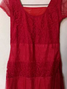 Red Lace Tiered Dress
