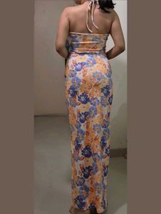 Floral Halter Neck Maxi Dress