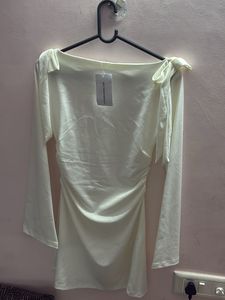 Chic White Ruched Dress