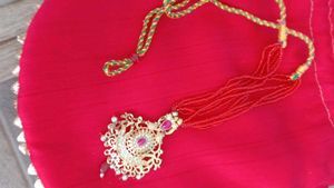 Elegant Red Beaded Necklace Set