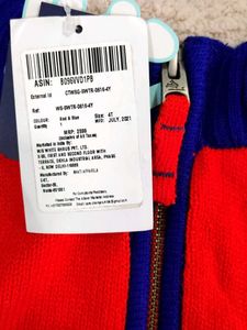 Cozy Red &amp; Blue Zip-Up Sweater