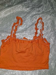 Cute Orange Ruffle Crop Top