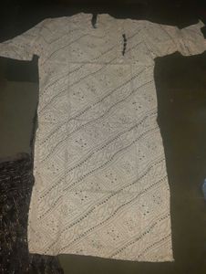 White Bandhani Print Kurta