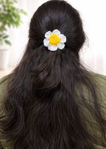 Handmade Crochet Daisy Hair Clip