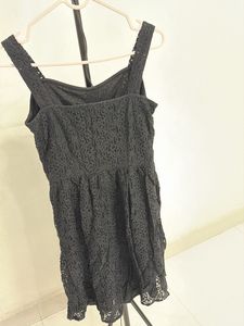 Black Lace Button-Front Mini Dress