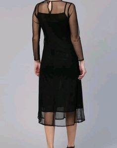 Women A Line Black 🖤 Dress And Yellow Cotton Tshirt 👕
