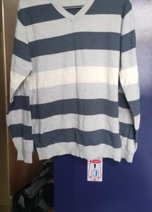 Striped V-Neck Pullover Sweater