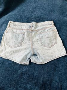 y2k star print denim shorts