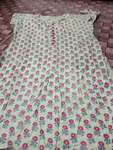 green kurta flower print